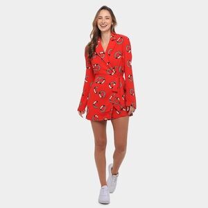 ❤️ Farm Rio Red Wrap Romper ❤️ Polka Dot Print Long Sleeve Mini Playsuit ✨ NWT